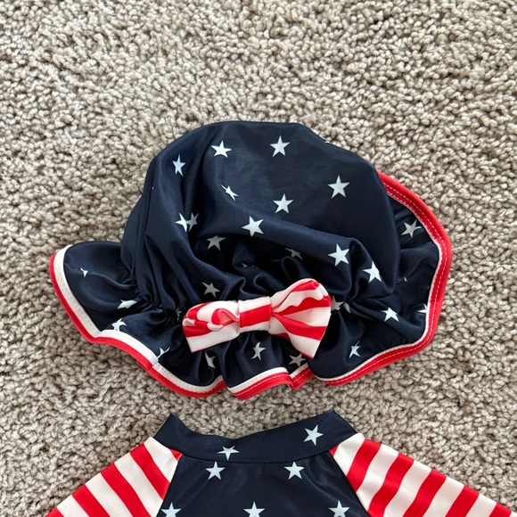Star and Stripe Baby Swimsuit with Hat - Picture 3 of 5